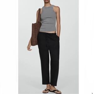 MANGO Linen Drawstring Pants